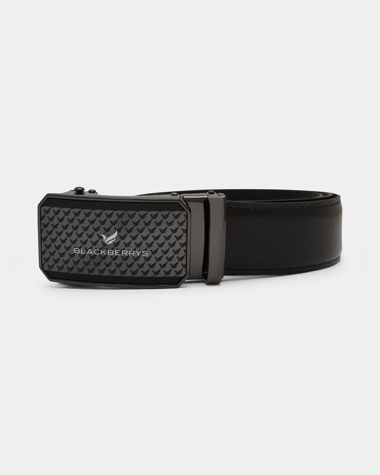 Leather Black Textured Belt - Weynn