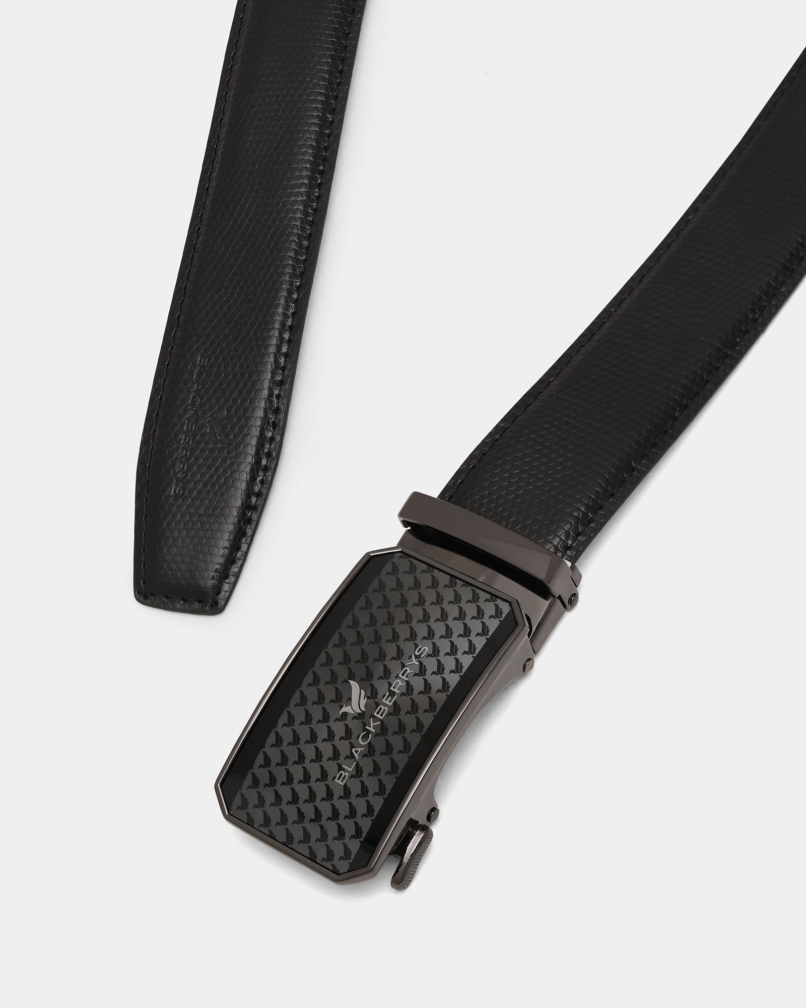 Leather Black Textured Belt - Weynn