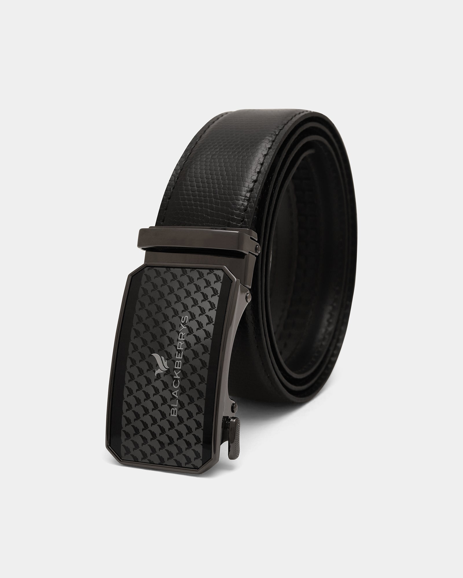 Leather Black Textured Belt - Weynn