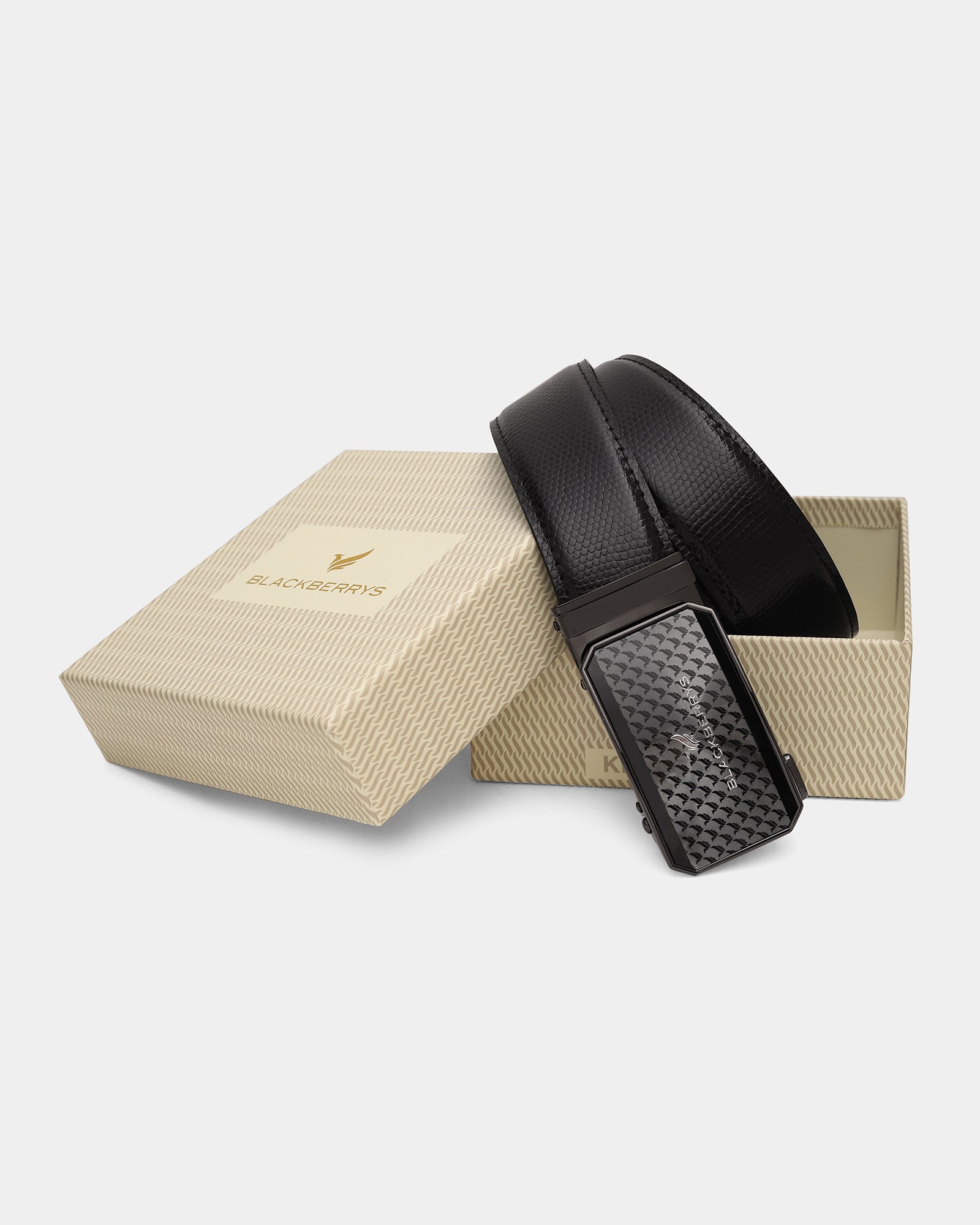 Leather Black Textured Belt - Weynn
