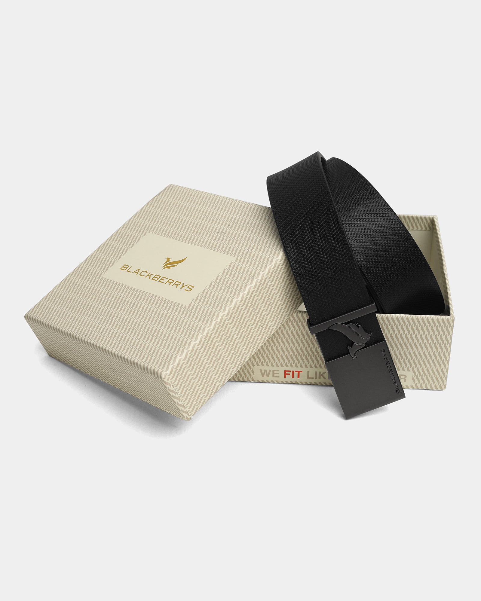 Leather Black Textured Belt - White