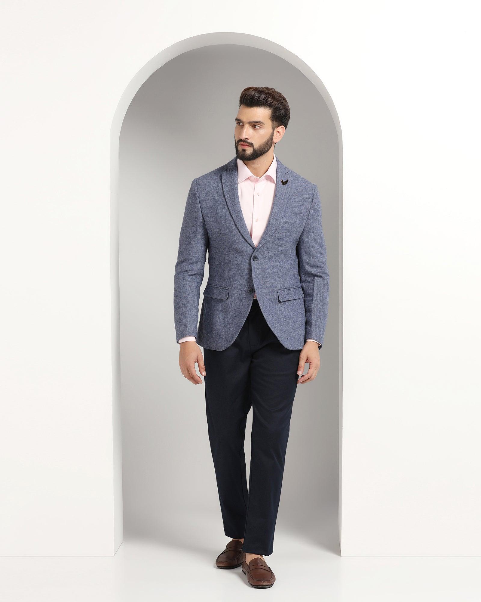 Casual Blue Solid Blazer - Adley