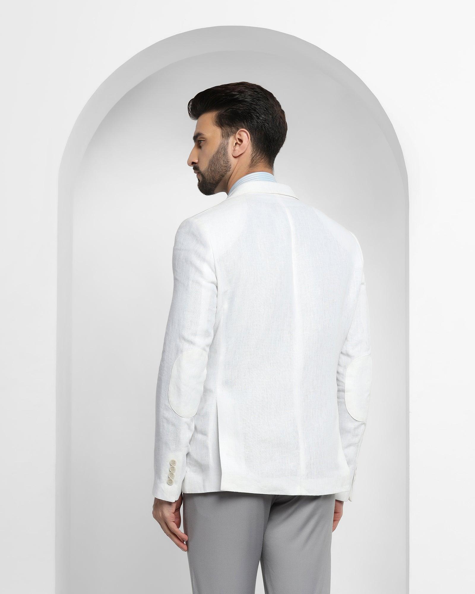 Linen Casual White Solid Blazer - Nigel