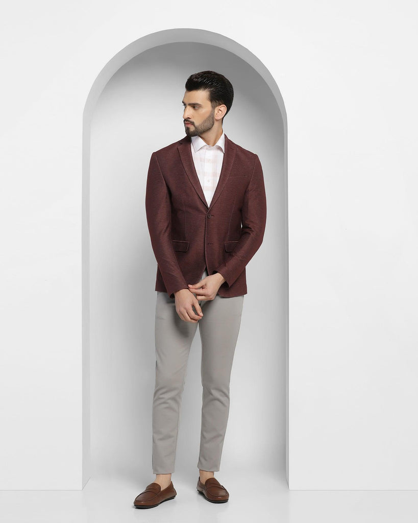 Casual Wine Solid Blazer - Alvaro