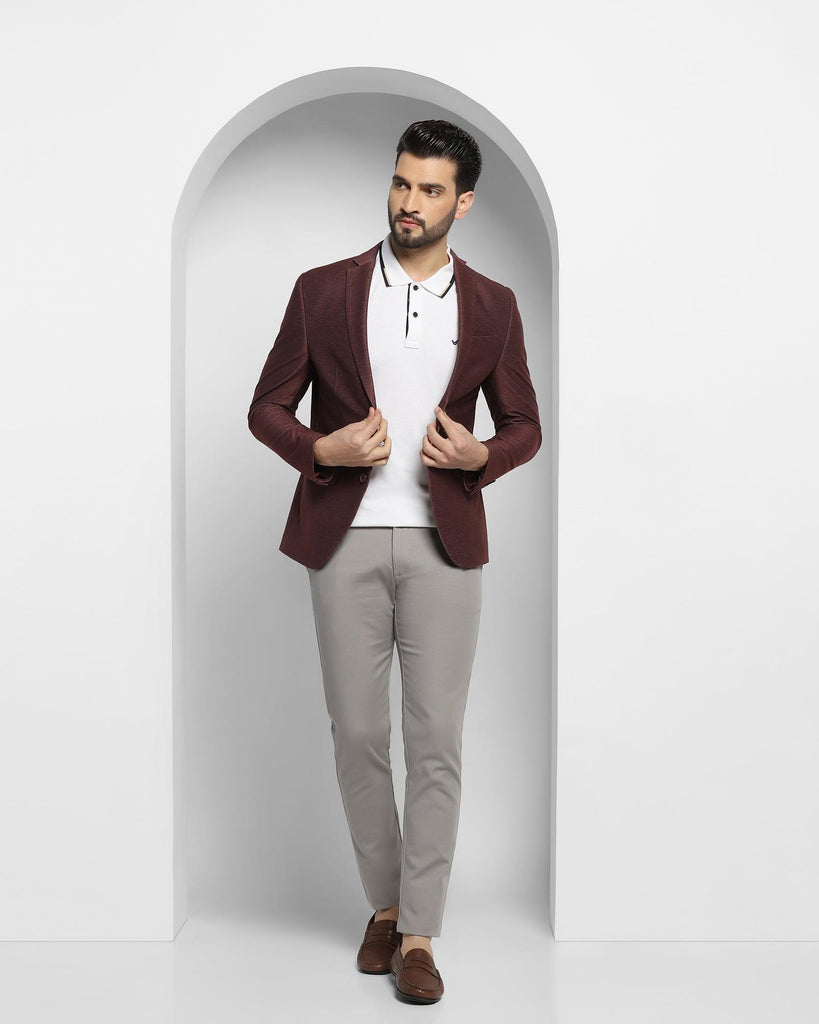 Casual Wine Solid Blazer - Alvaro