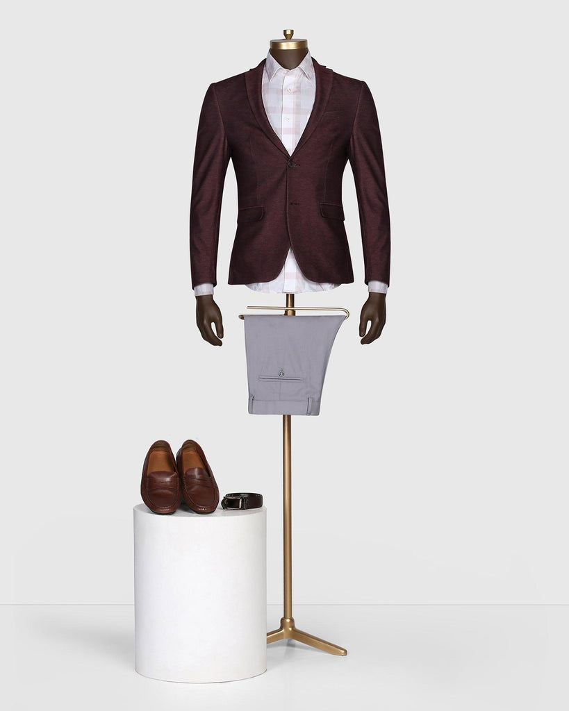 Casual Wine Solid Blazer - Alvaro