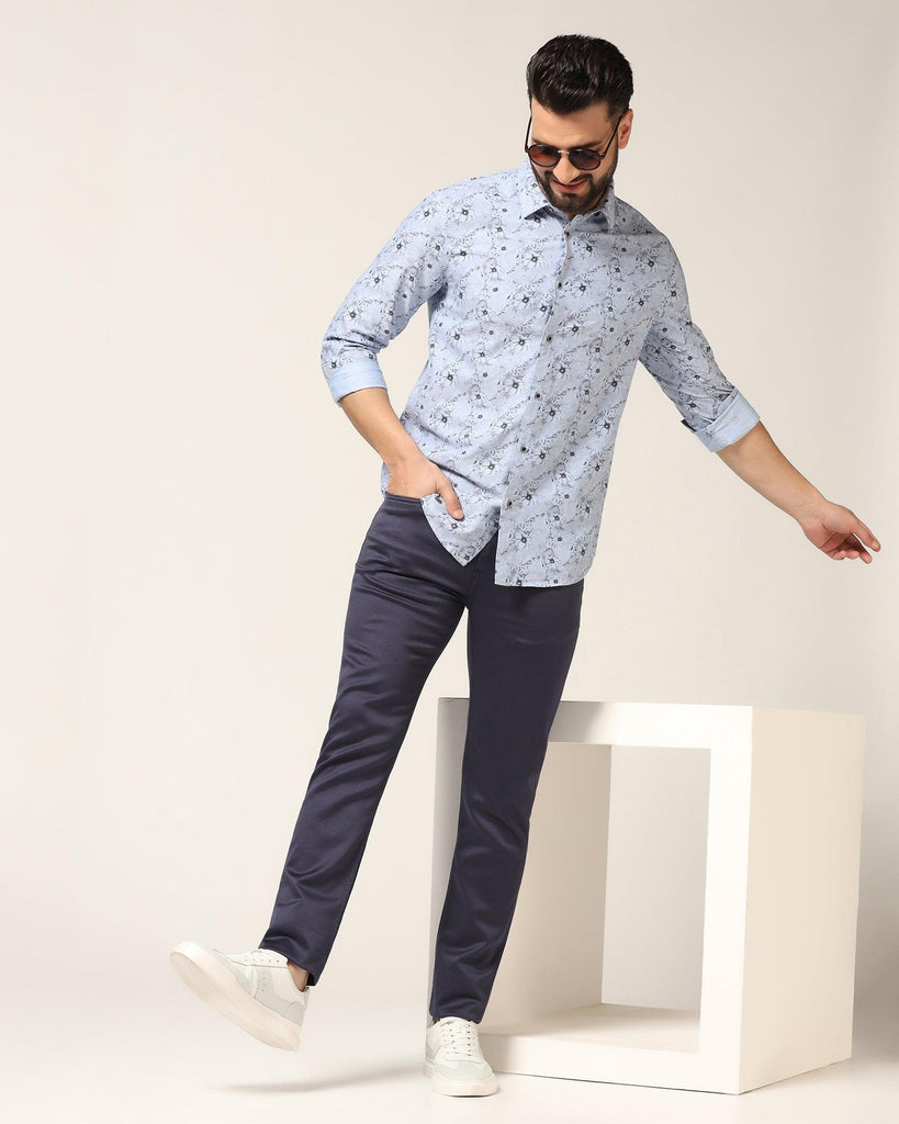 Casual Blue Printed Shirt - Alexis