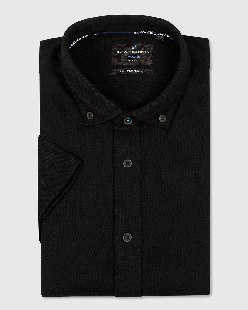 Formal Half Sleeve Black Solid Shirt - Pareto