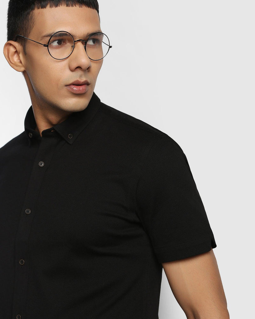 Formal Half Sleeve Black Solid Shirt - Pareto