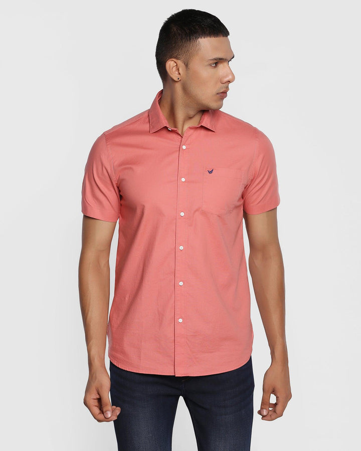 Formal Half Sleeve Pink Solid Shirt - Scott