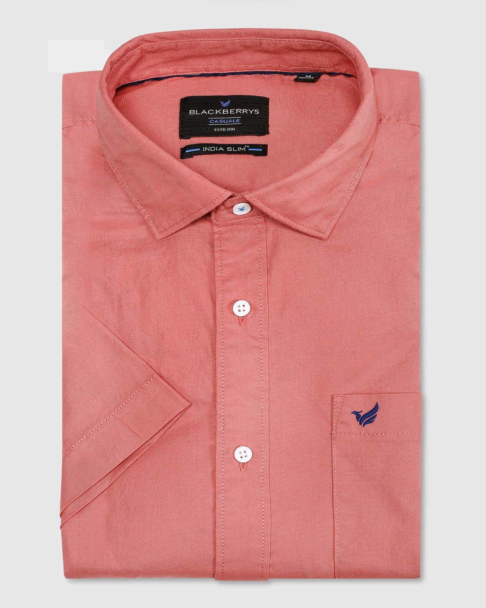 Formal Half Sleeve Pink Solid Shirt - Scott