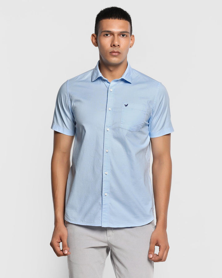 Formal Half Sleeve Sky Solid Shirt - Scott