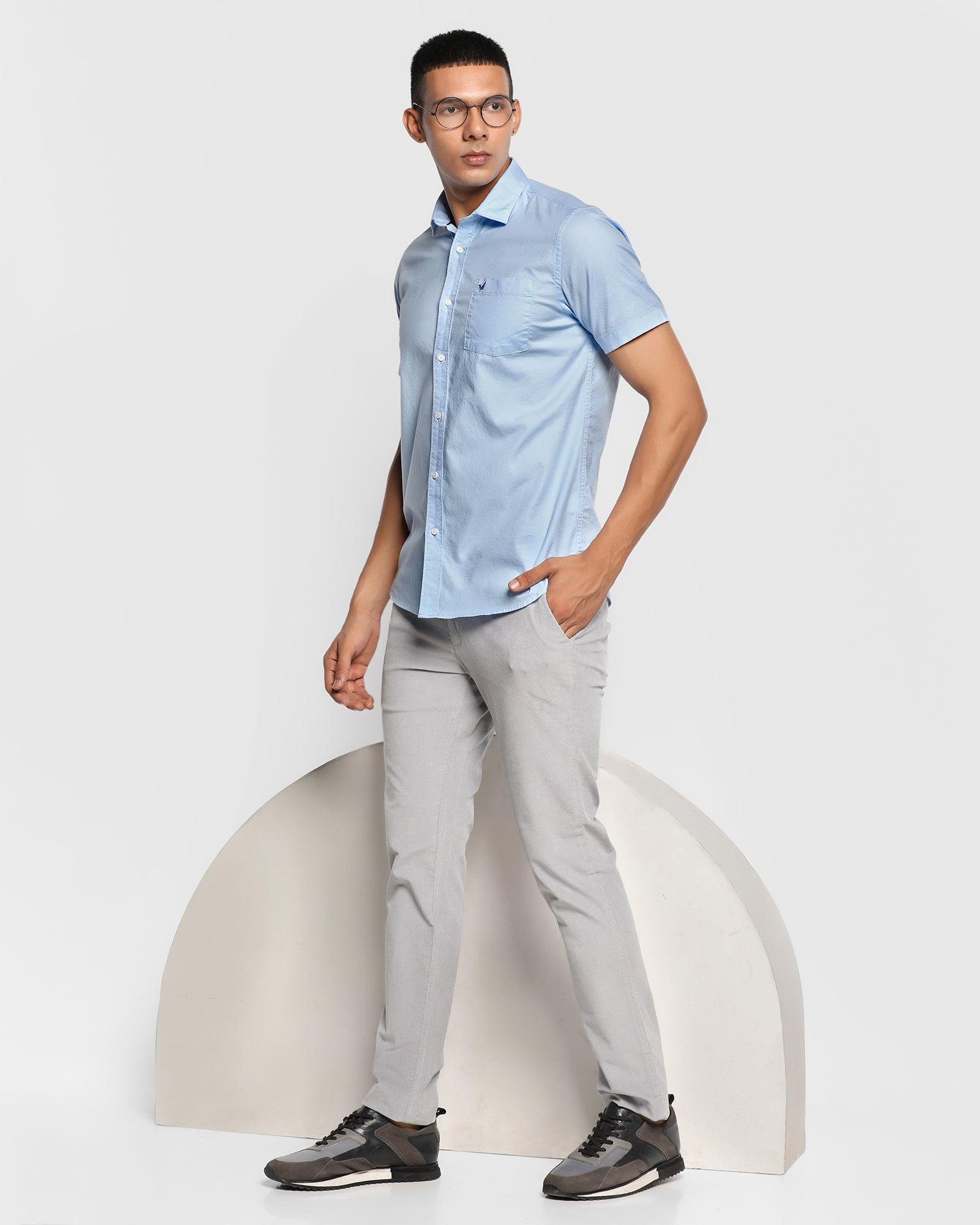Formal Half Sleeve Sky Solid Shirt - Scott