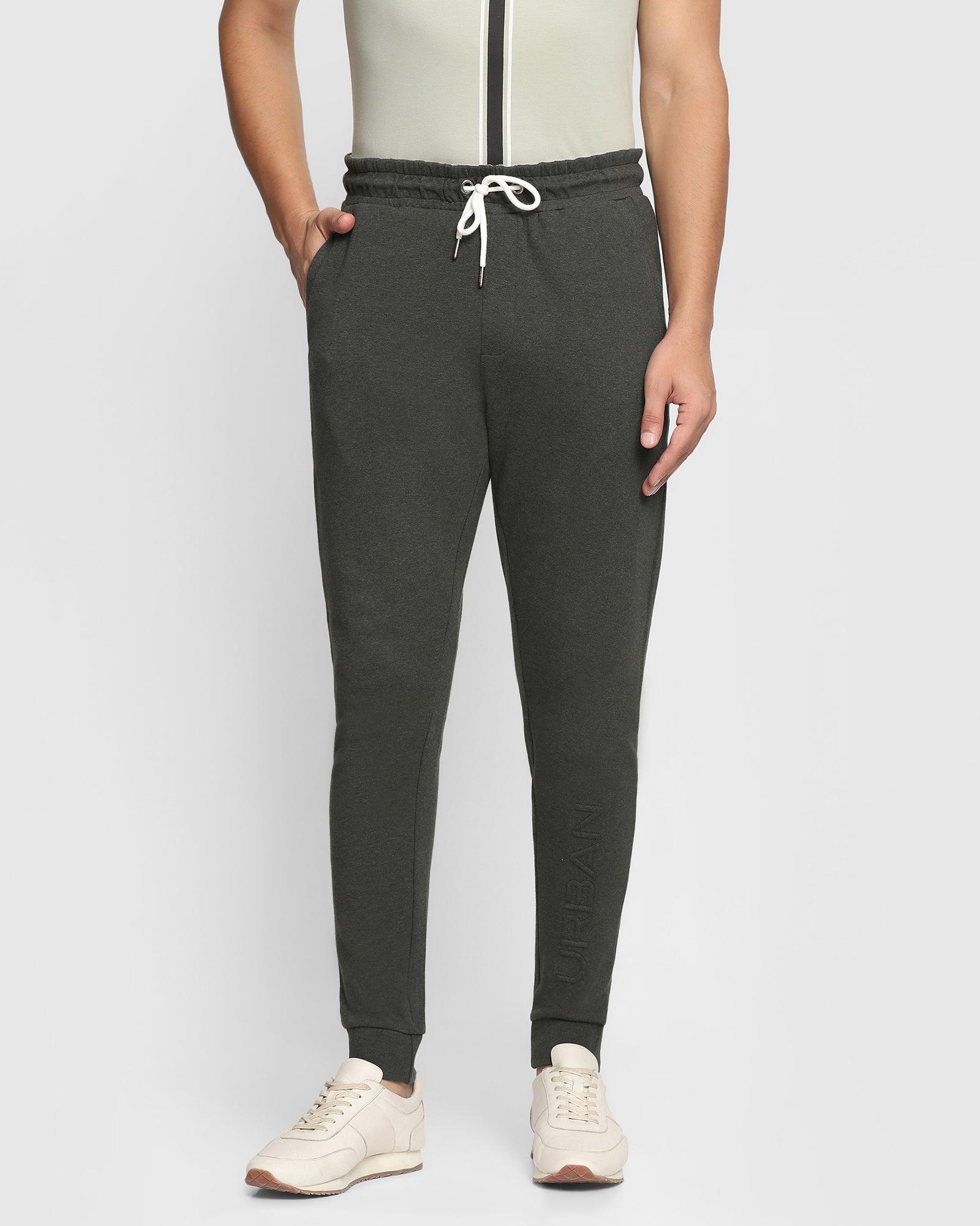 Casual Olive Solid Jogger - Emboss