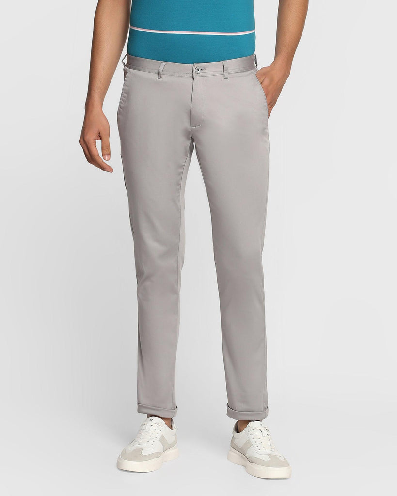 Slim Fit B-91 Casual Ash Grey Solid Khakis - Clark