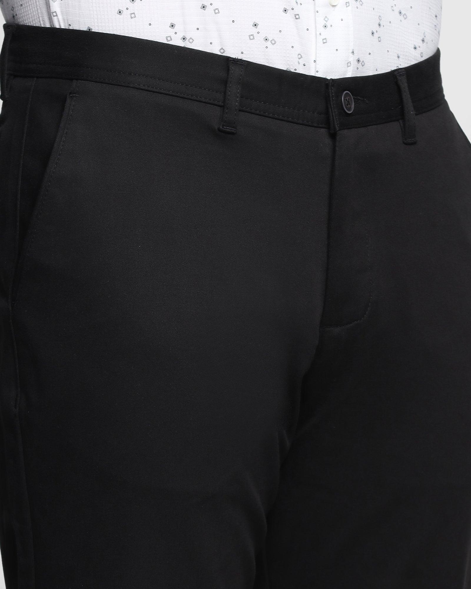 Straight B-90 Casual Black Solid Khakis - Clate