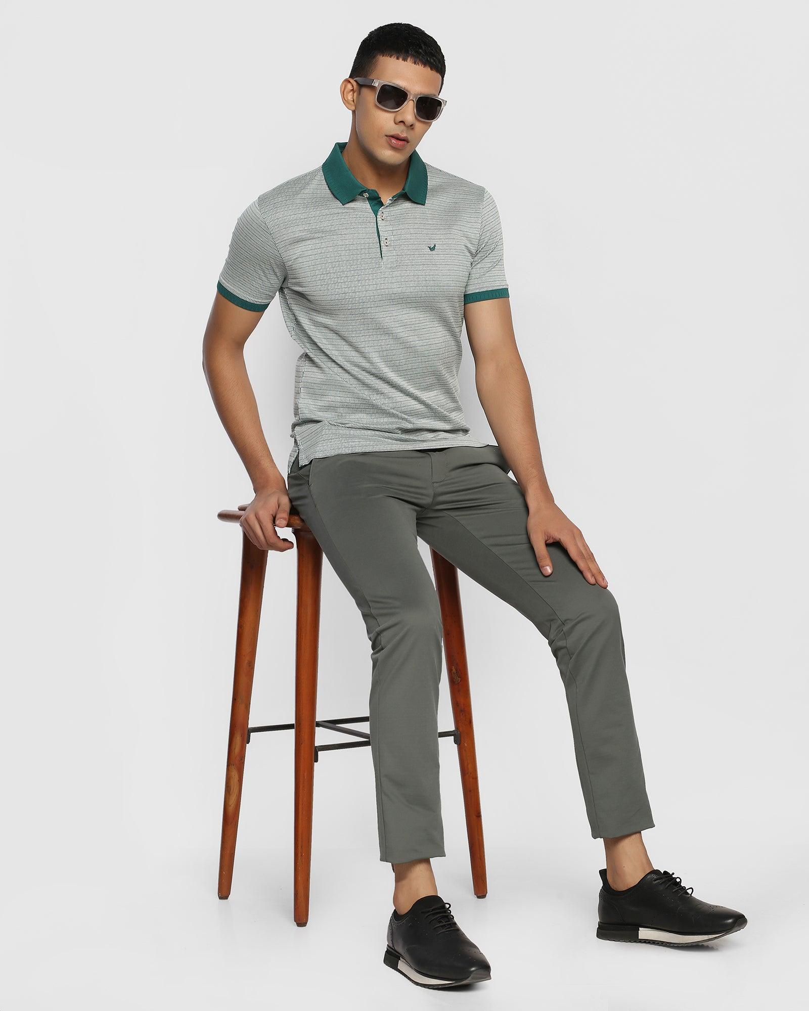 Slim Fit B-91 Casual Bottle Green Solid Khakis - Hector