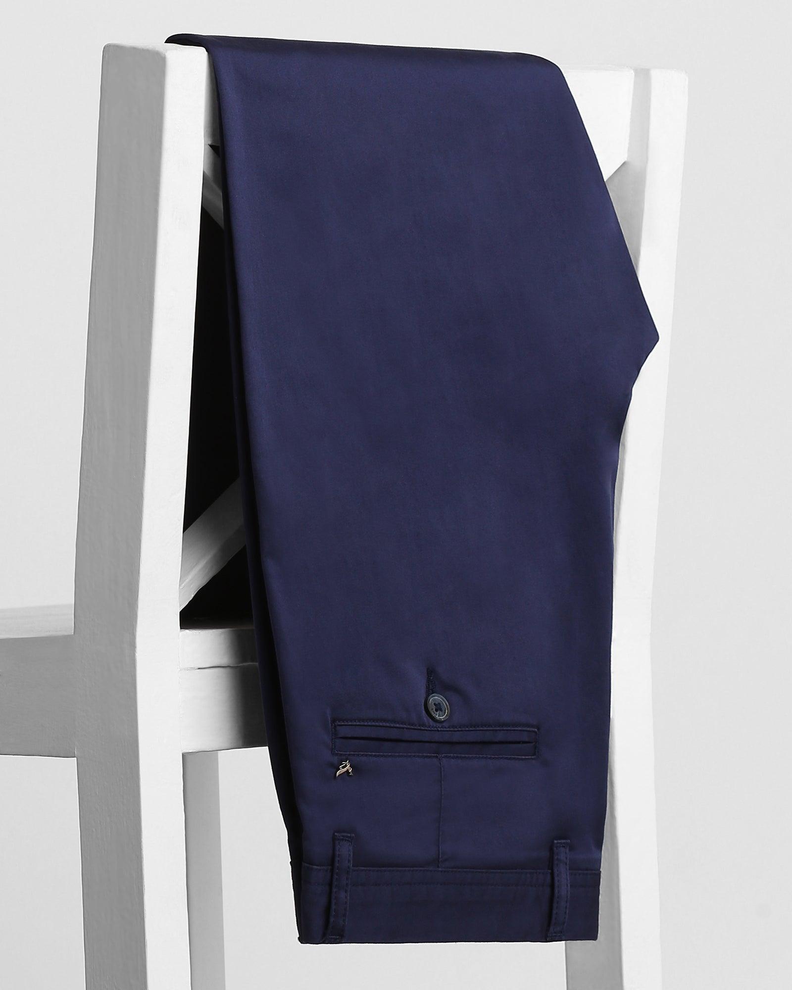 Slim Comfort B-95 Casual Ink Blue Solid Khakis - Mark