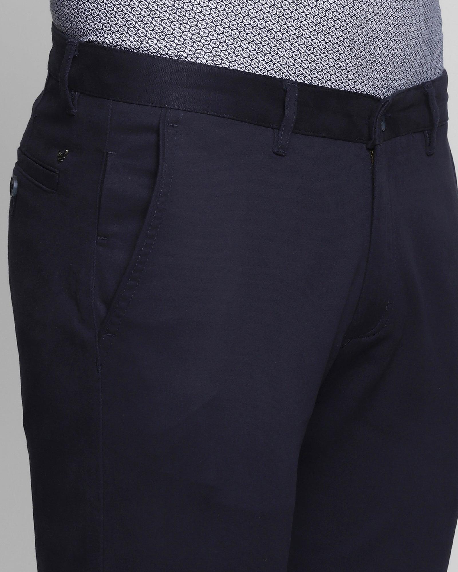 Slim Fit B-91 Casual Navy Solid Khakis - Clay