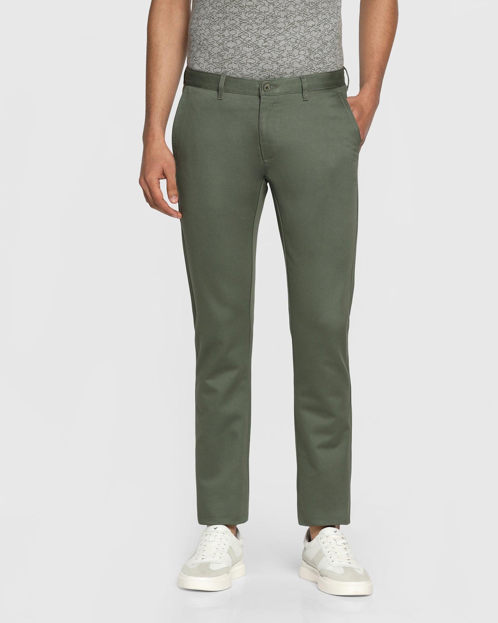 Straight B-90 Casual Olive Solid Khakis - Clate