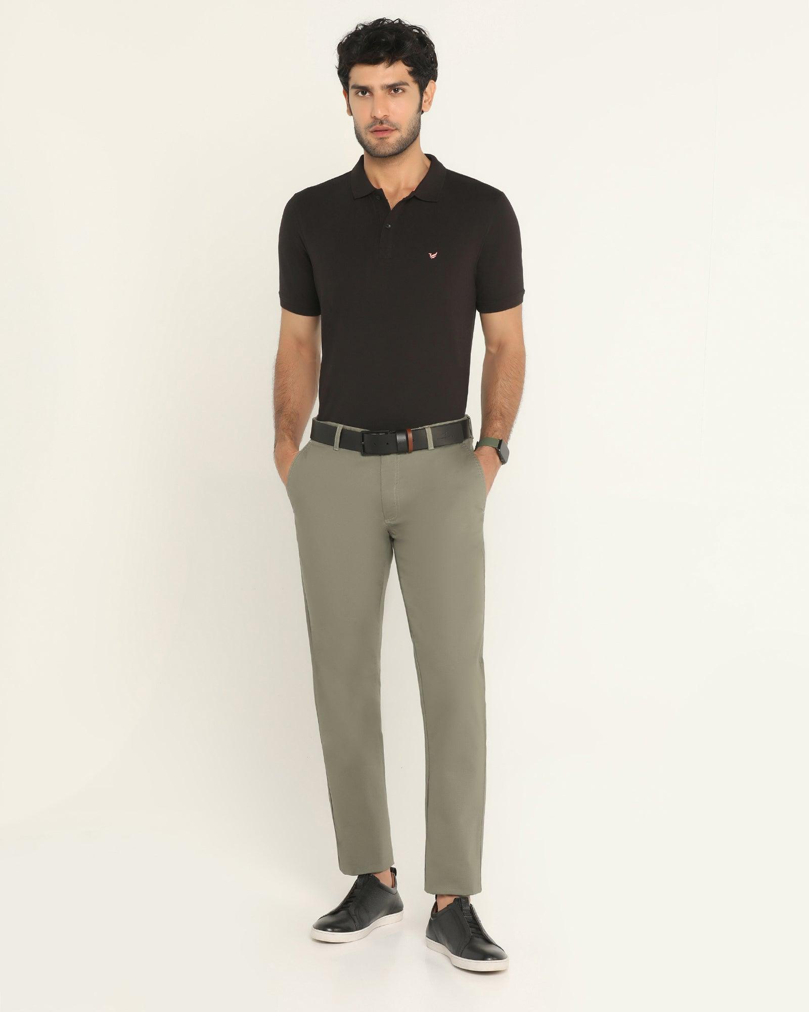 Slim Fit B-91 Casual Olive Solid Khakis - Kiler