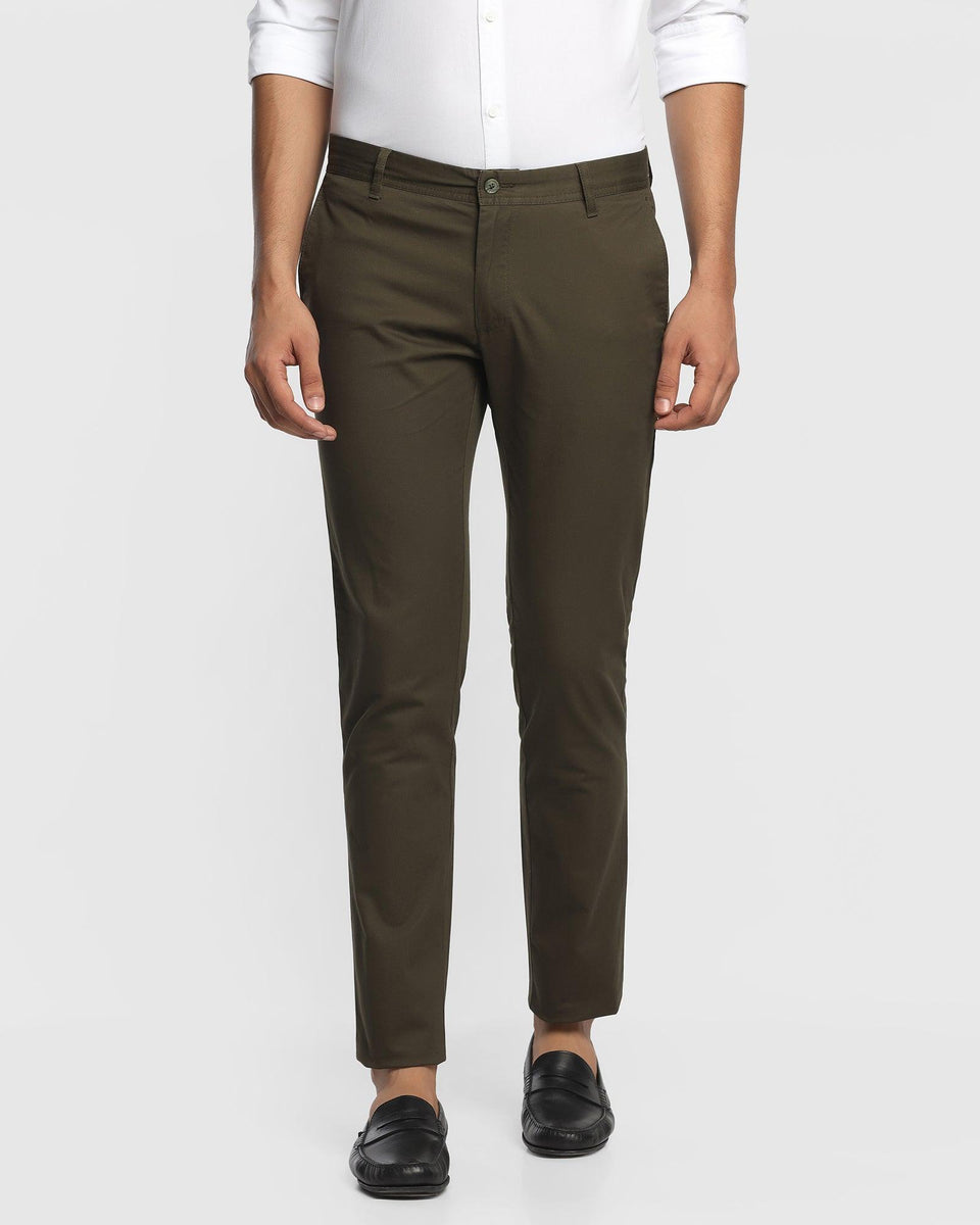 Slim Fit B-91 Casual Olive Solid Khakis - Lab