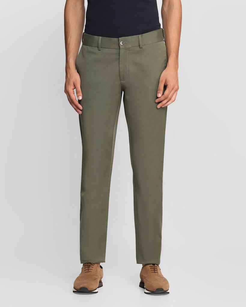 Slim Comfort B-95 Casual Olive Solid Khakis - Cloud