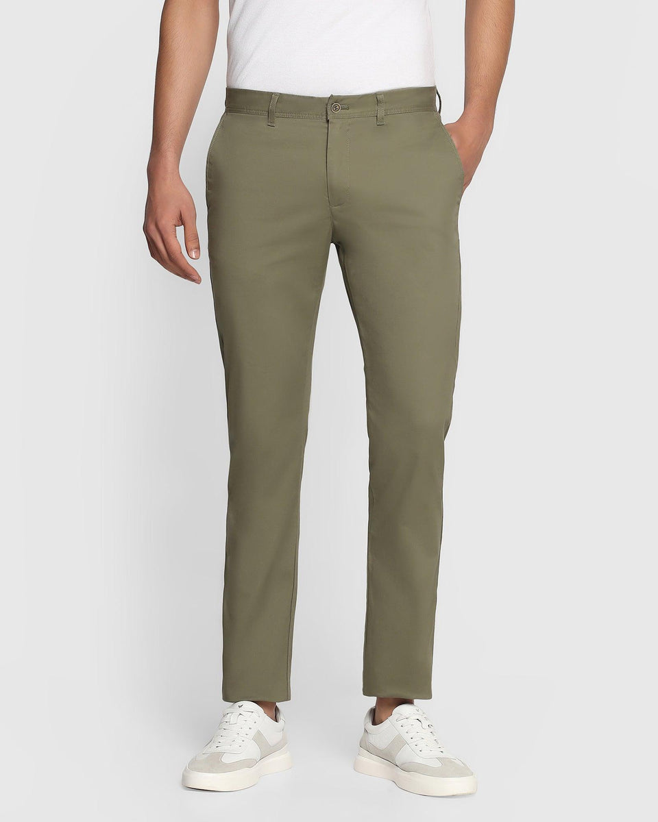 Slim Comfort B-95 Casual Olive Solid Khakis - Tab