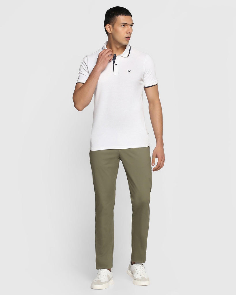 Slim Comfort B-95 Casual Olive Solid Khakis - Tab