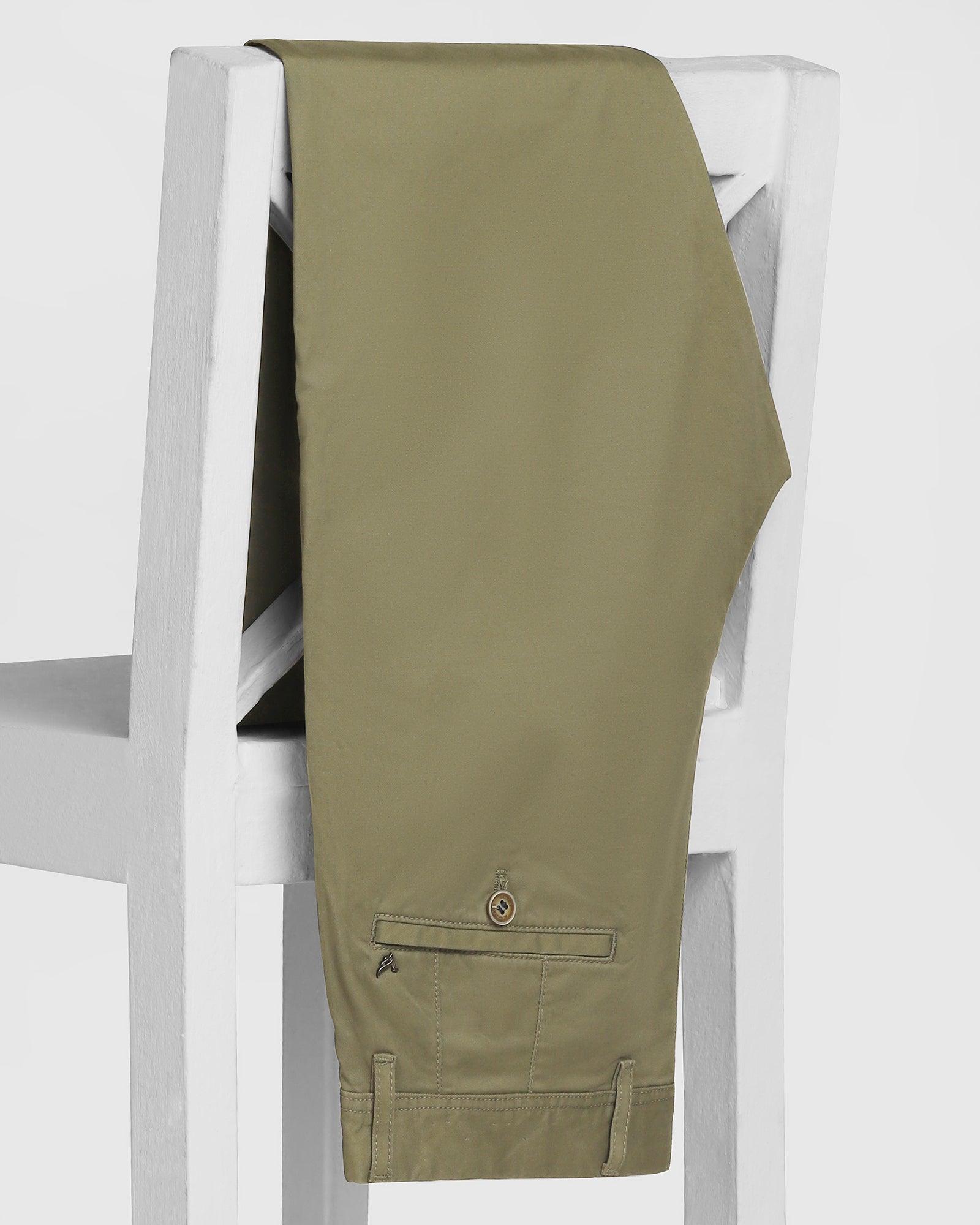 Slim Comfort B-95 Casual Olive Solid Khakis - Tab