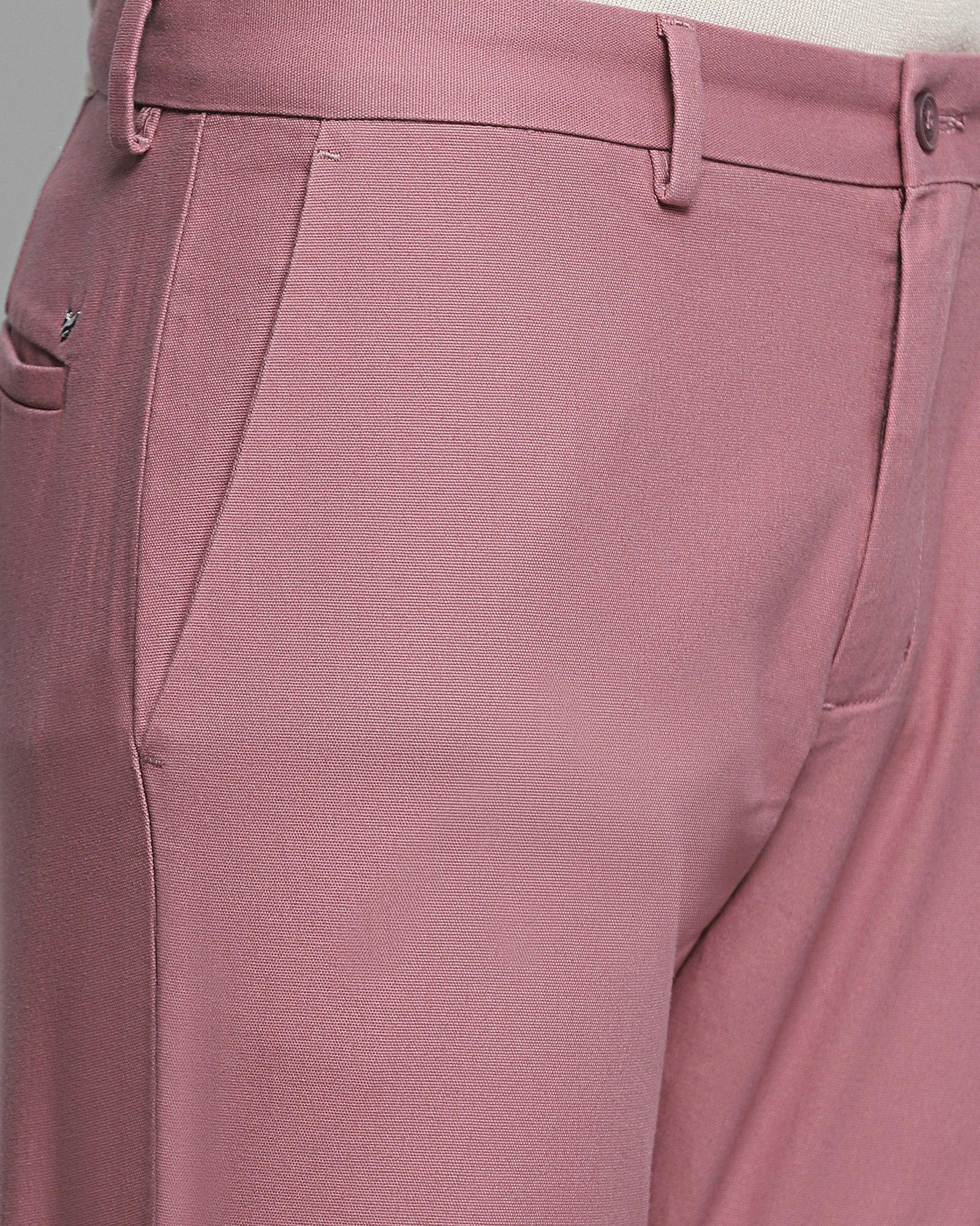 Slim Comfort B-95 Casual Pink Solid Khakis - Kansai
