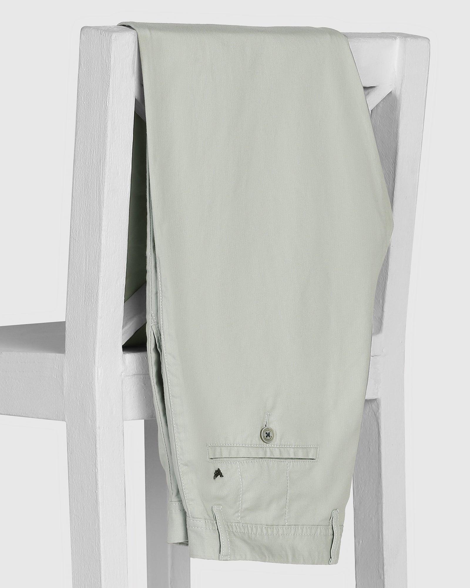 Slim Comfort B-95 Casual Pistachio Green Solid Khakis - Cratis