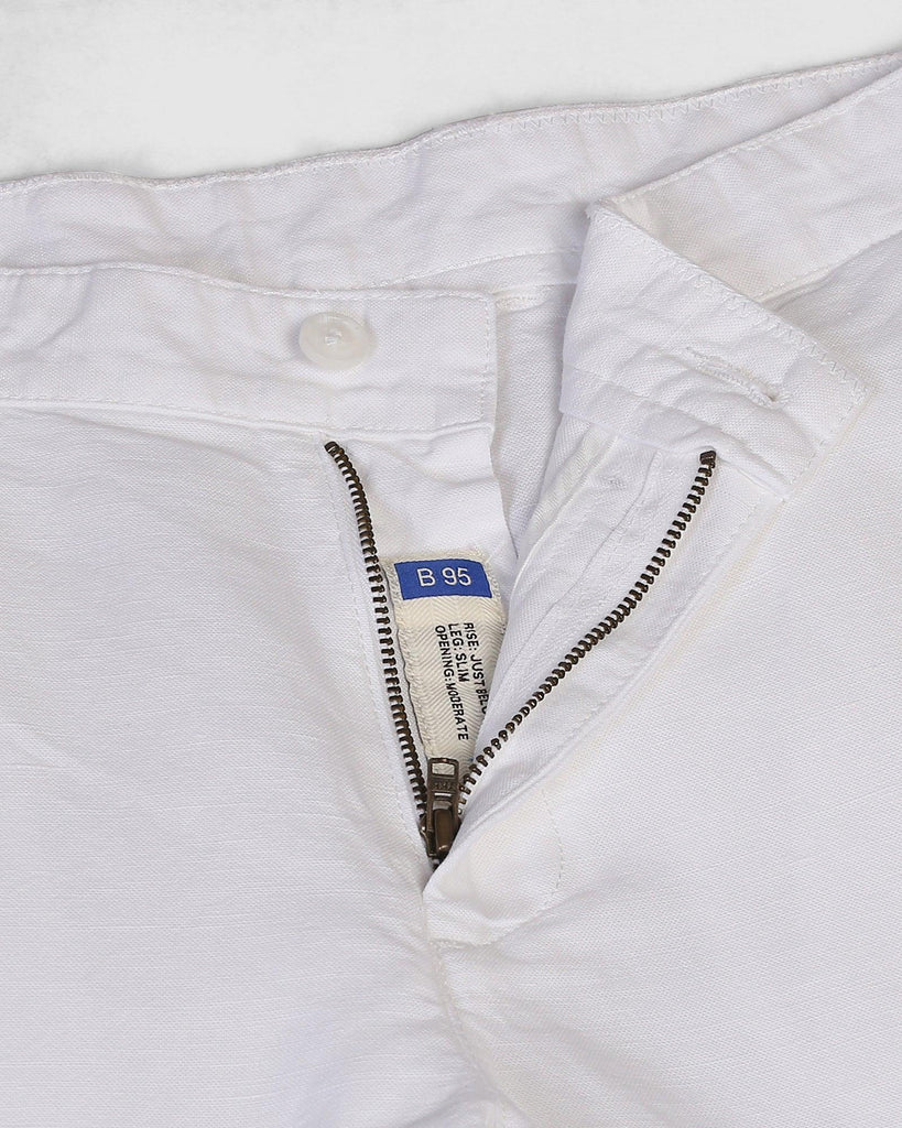 Linen Must Haves Slim Comfort B-95 Casual White Solid Khakis - Kinsley