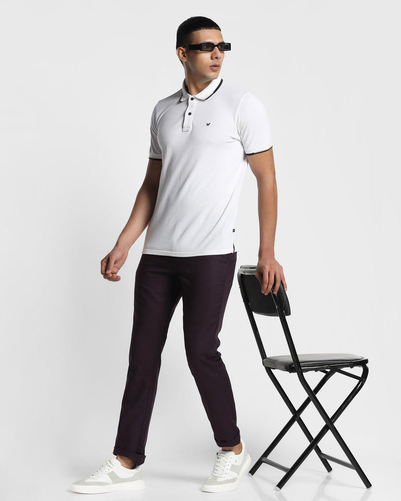 Slim Comfort B-95 Casual Wine Solid Khakis - Supima