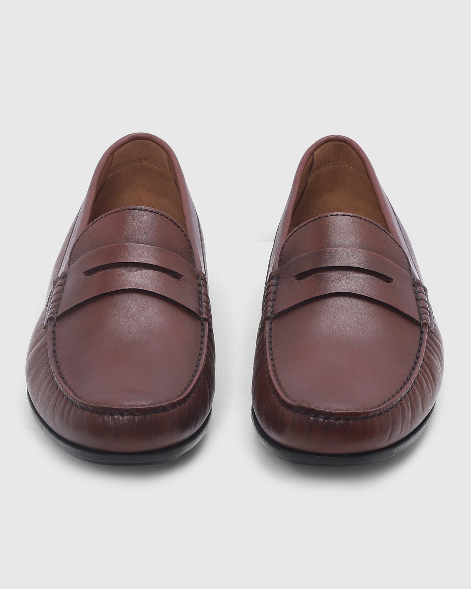 Leather Casual Brown Solid Loafers Shoes - Park