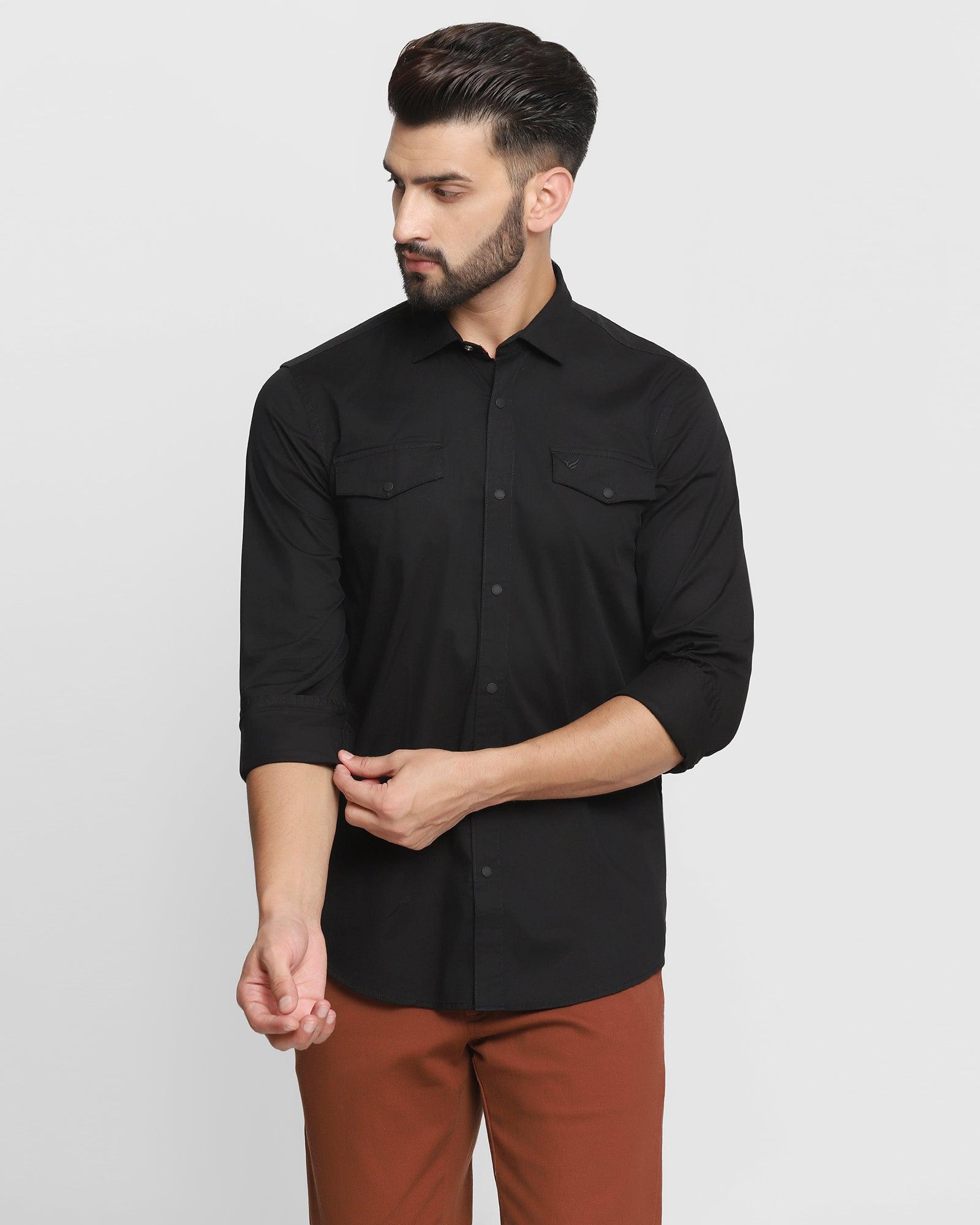 Casual Black Solid Shirt - Beckam