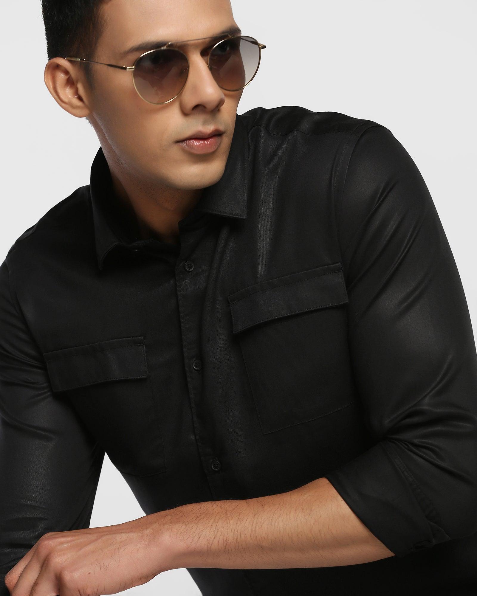 Casual Black Solid Shirt - Zing