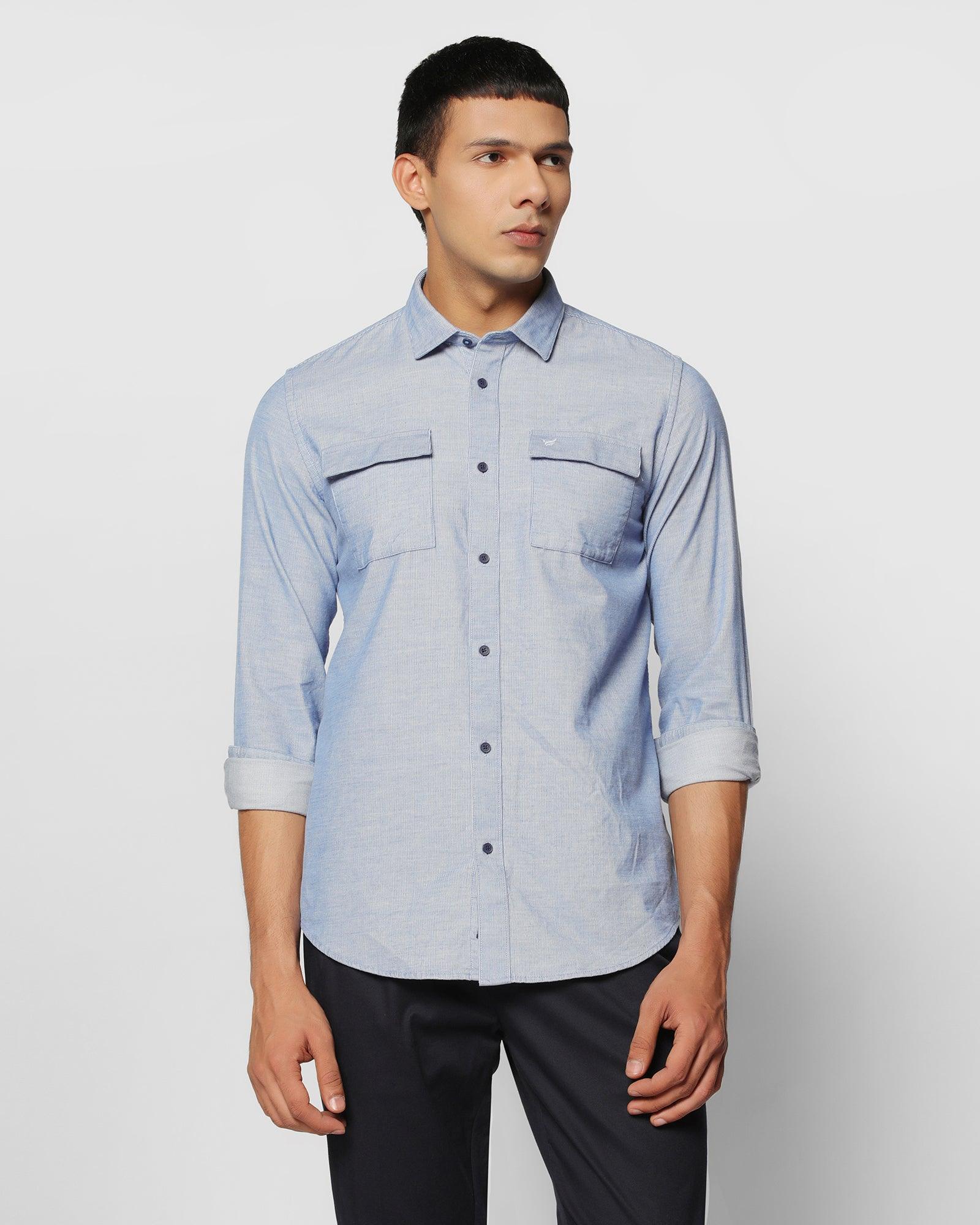 Casual Blue Solid Shirt - Ohio