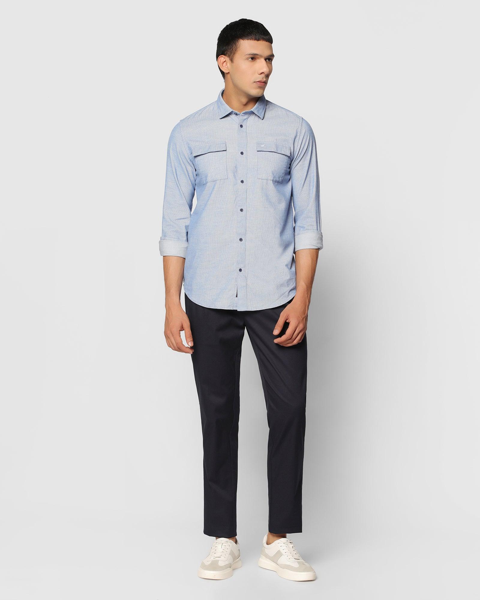Casual Blue Solid Shirt - Ohio