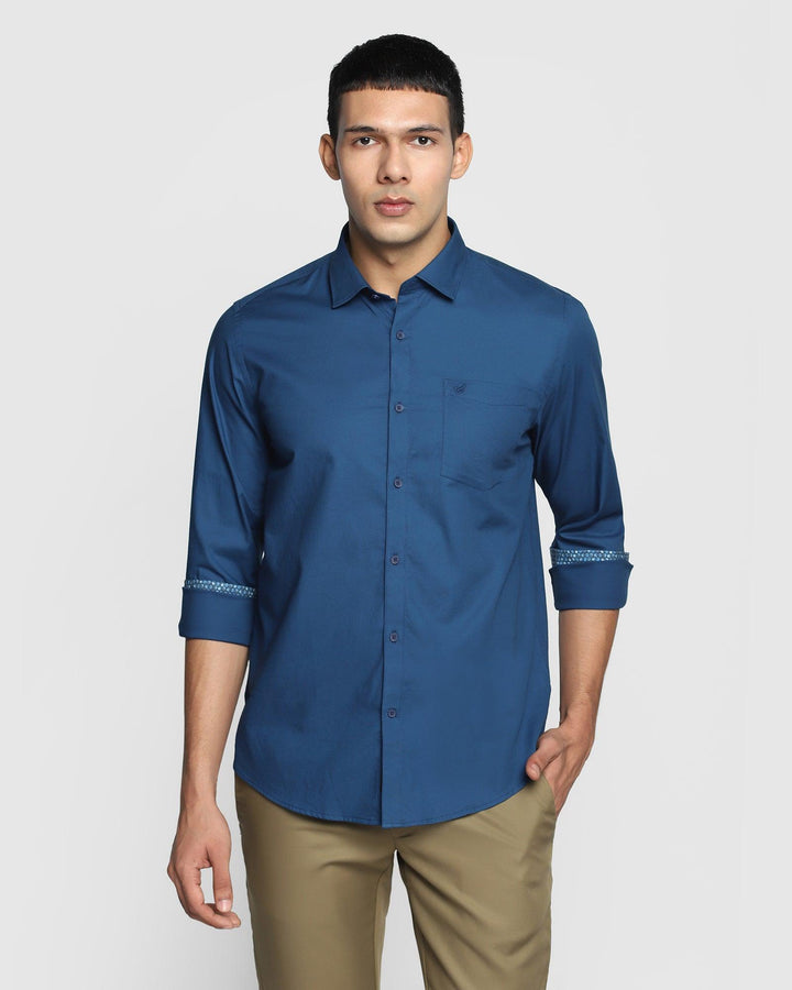 Casual Blue Solid Shirt - Stellar