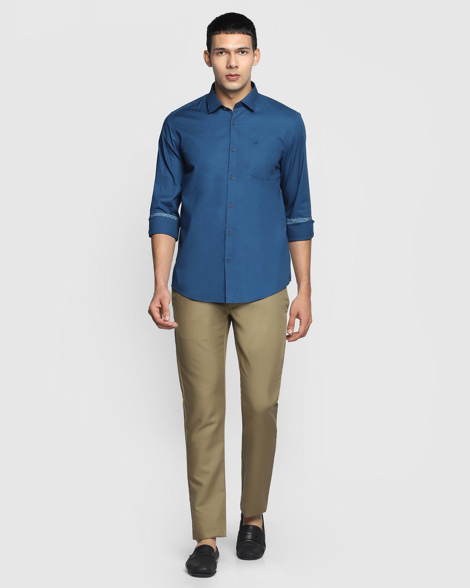 Beyours Men Solid Casual Blue Shirt - Buy Beyours Men Solid Casual