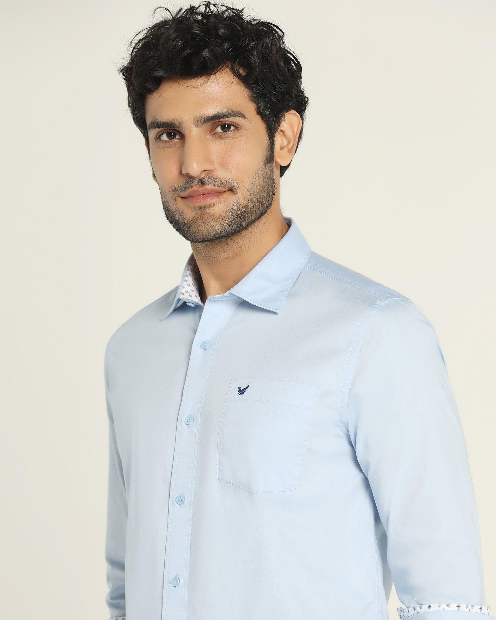 Must Haves Casual Blue Solid Shirt - Torch