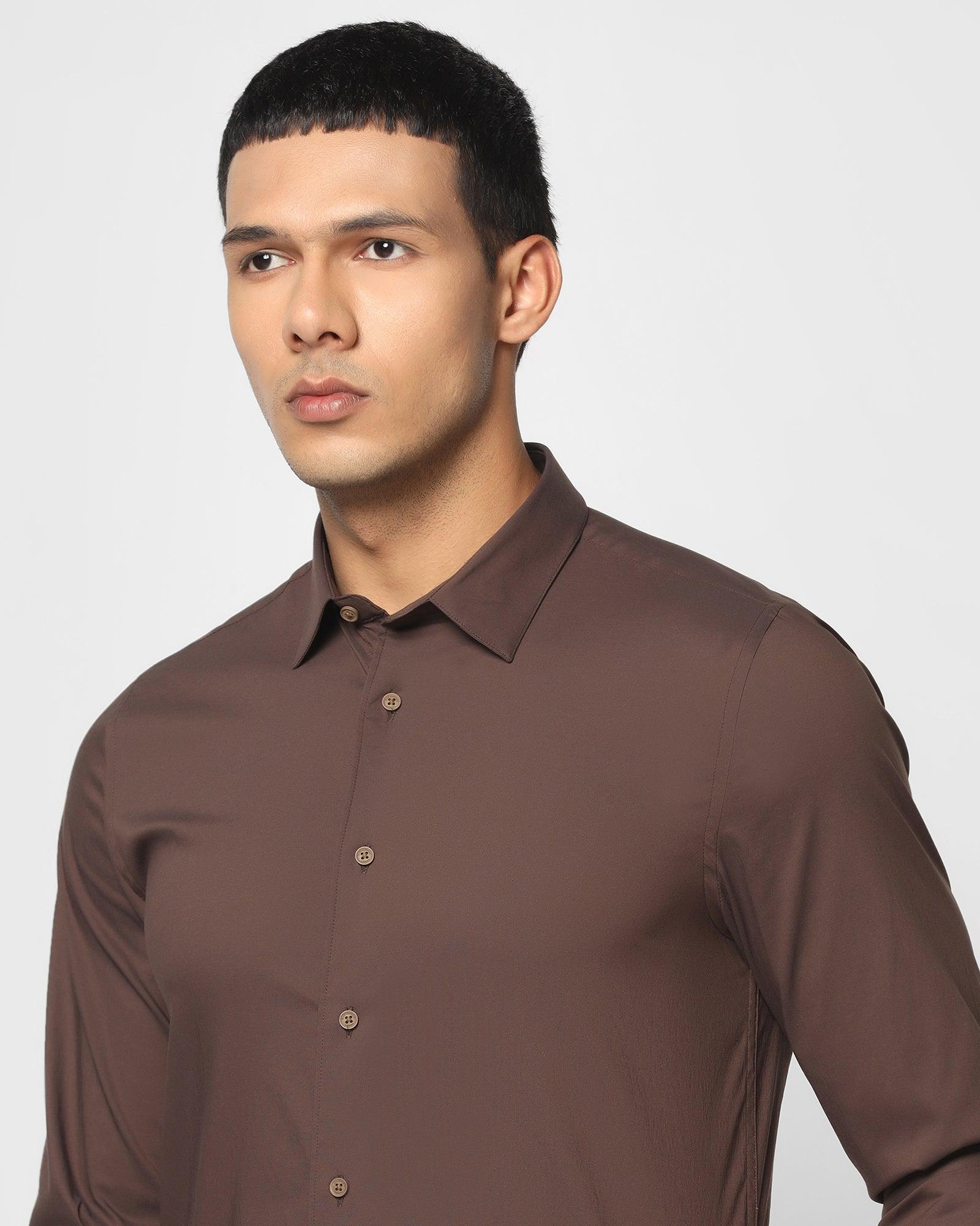 Casual Brown Solid Shirt Maker