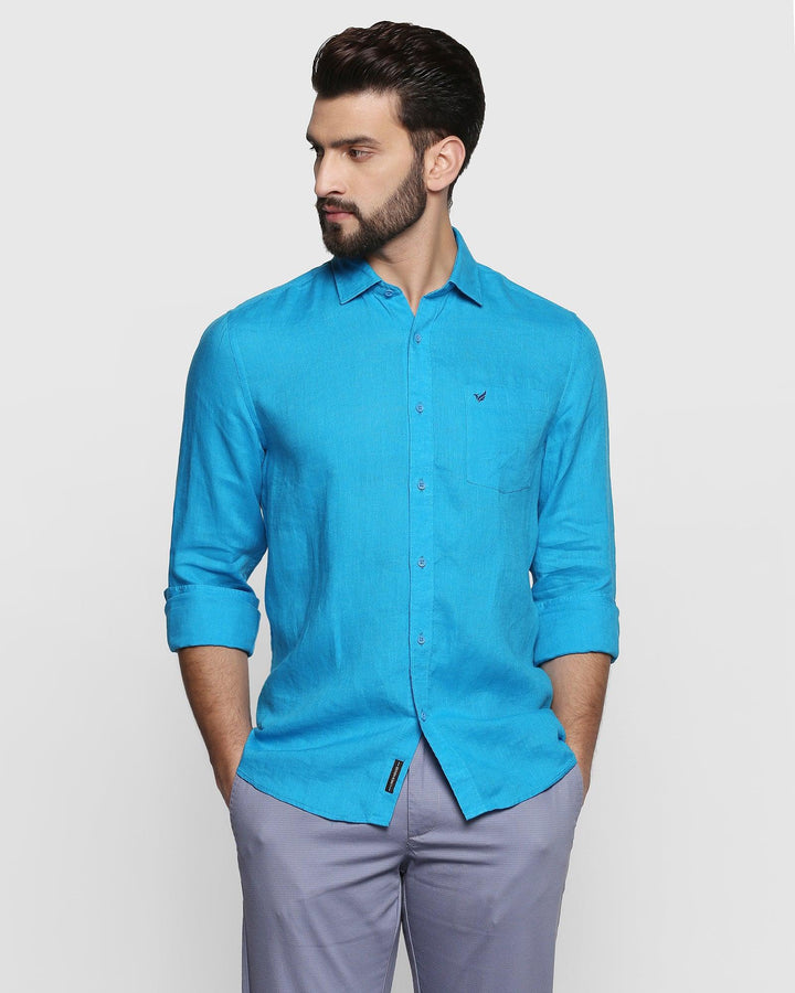 Linen Casual Cobalt Blue Solid Shirt - Bowen