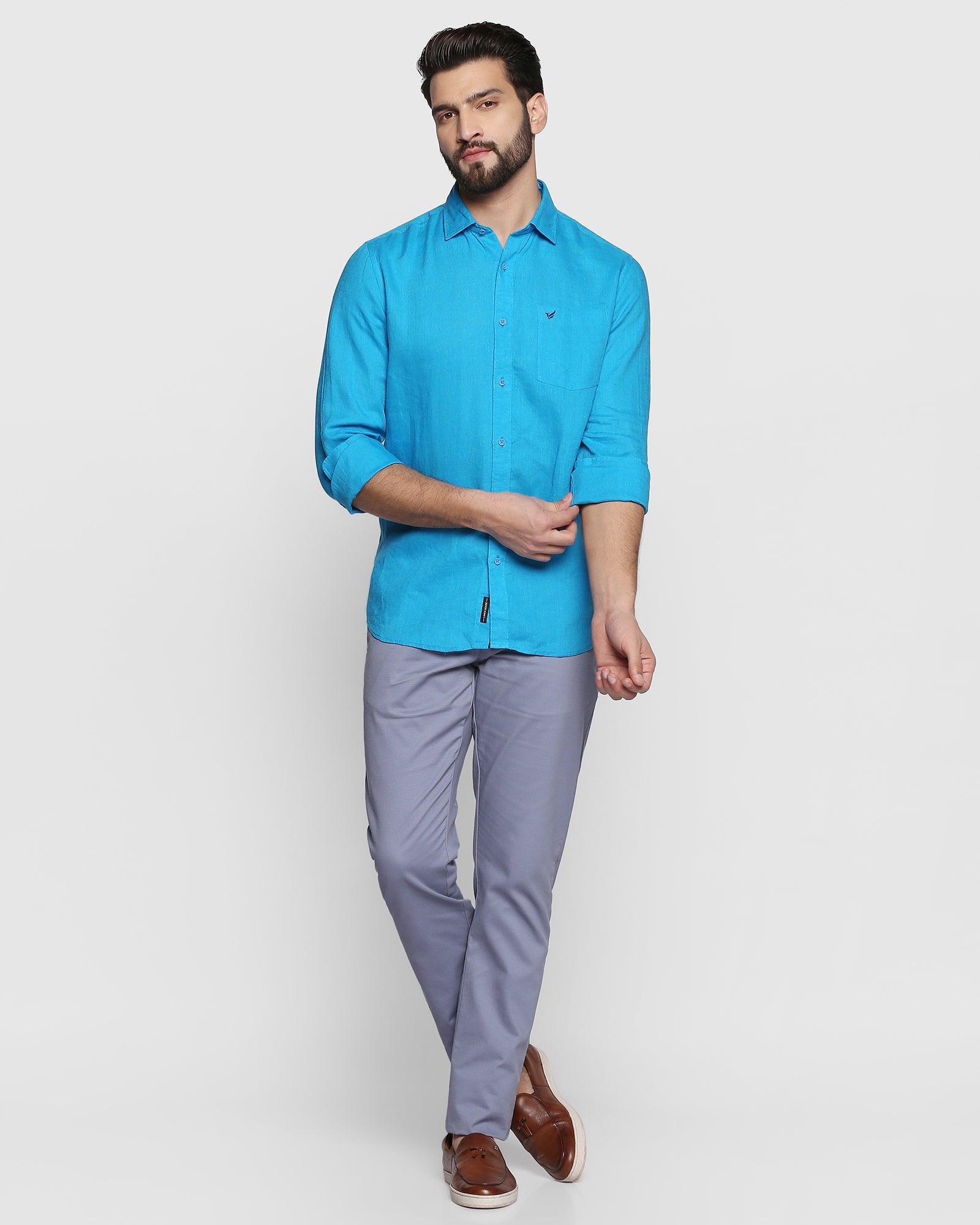 Linen Casual Cobaltt Blue Solid Shirt - Bowen