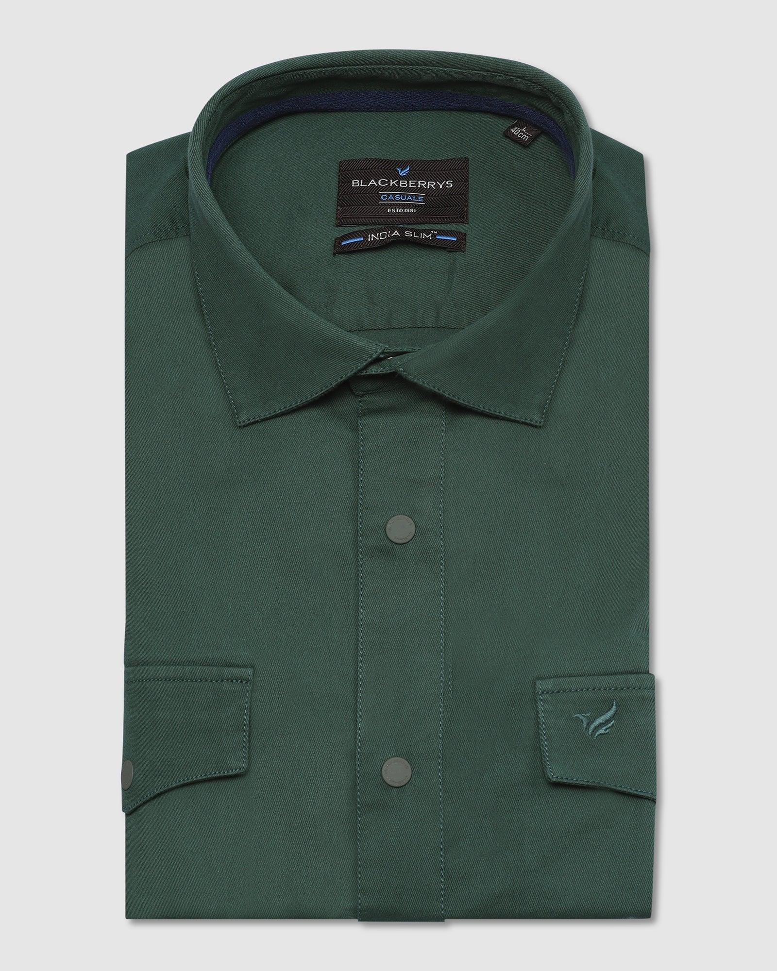 Casual Green Solid Shirt - Beckham