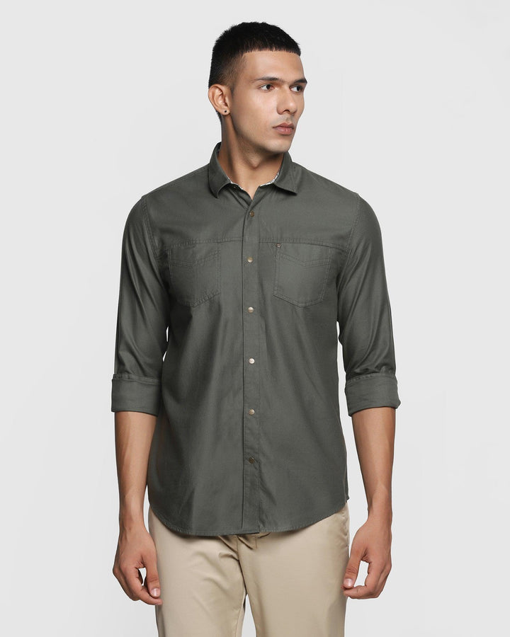 Casual Green Solid Shirt - Rodes