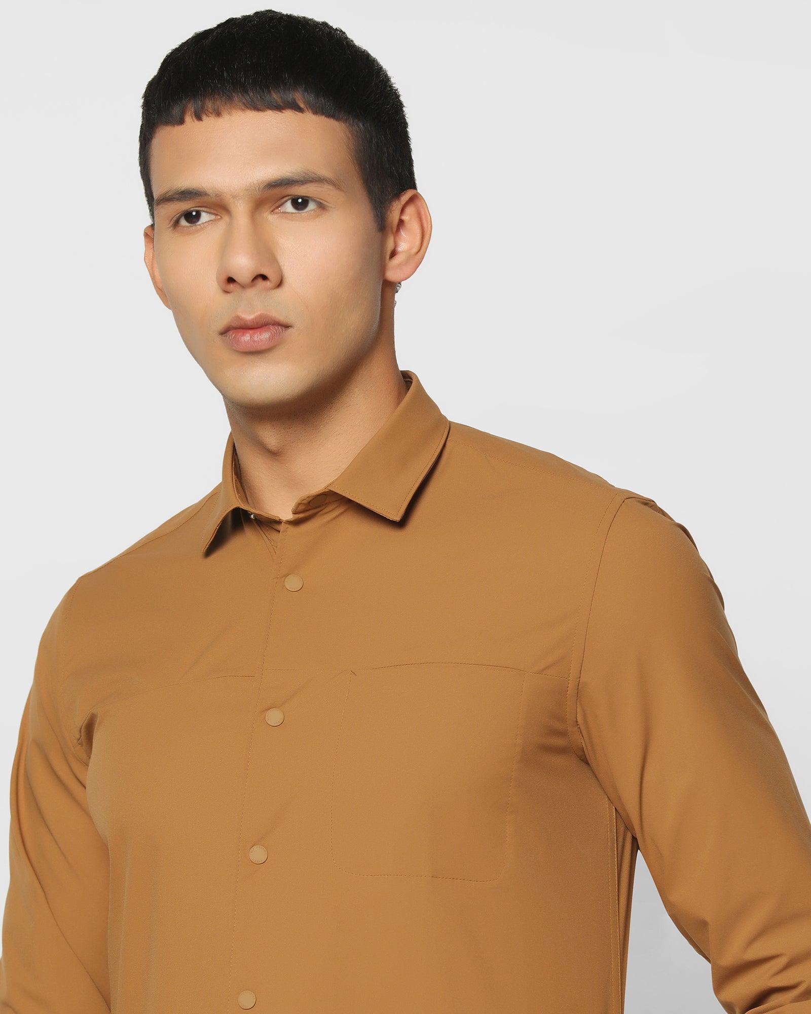 Casual Khaki Solid Shirt - Intel