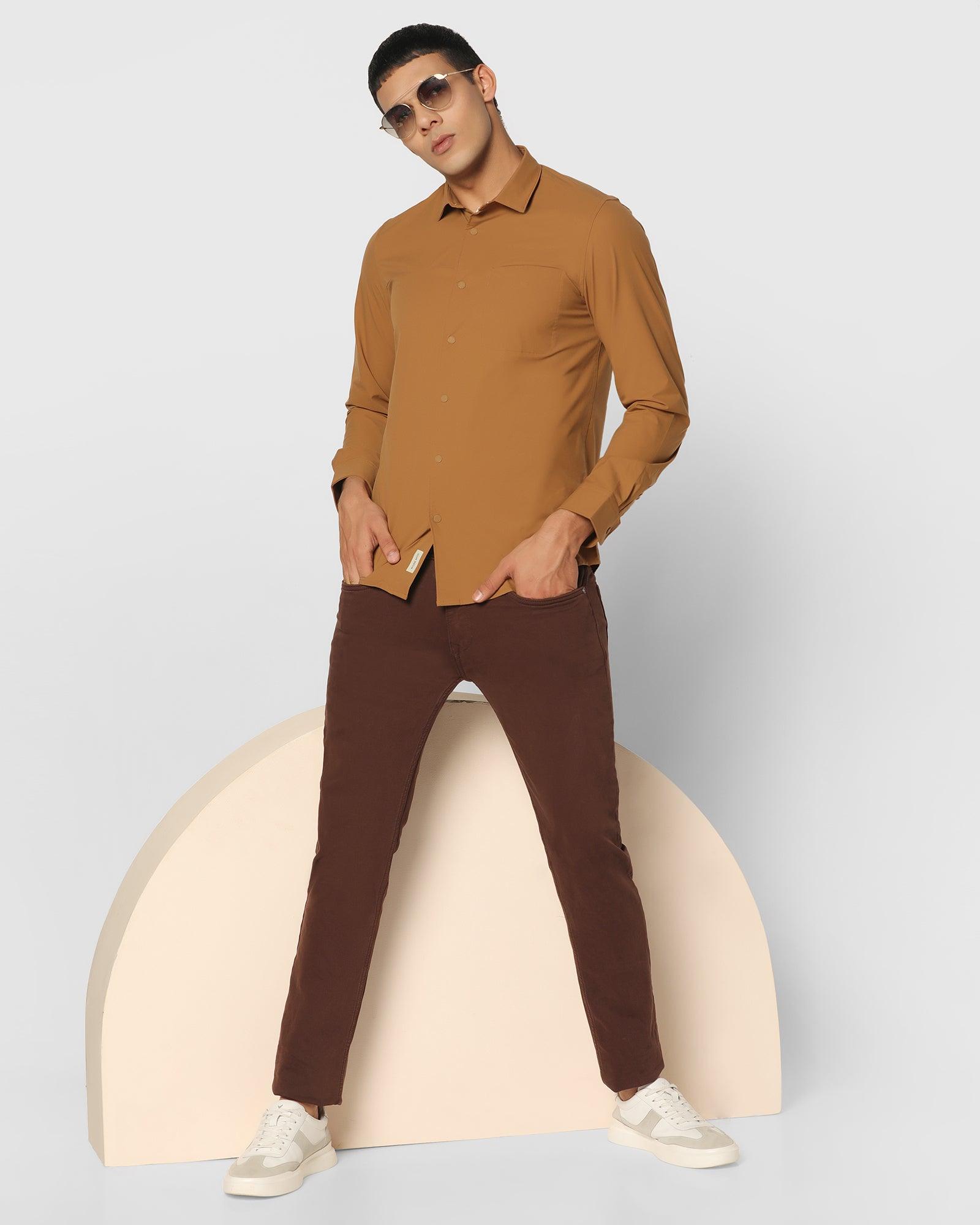 Eden Slim Fit Combination Khaki Suit | Khaki suit, Slim fit suit, Slim fit