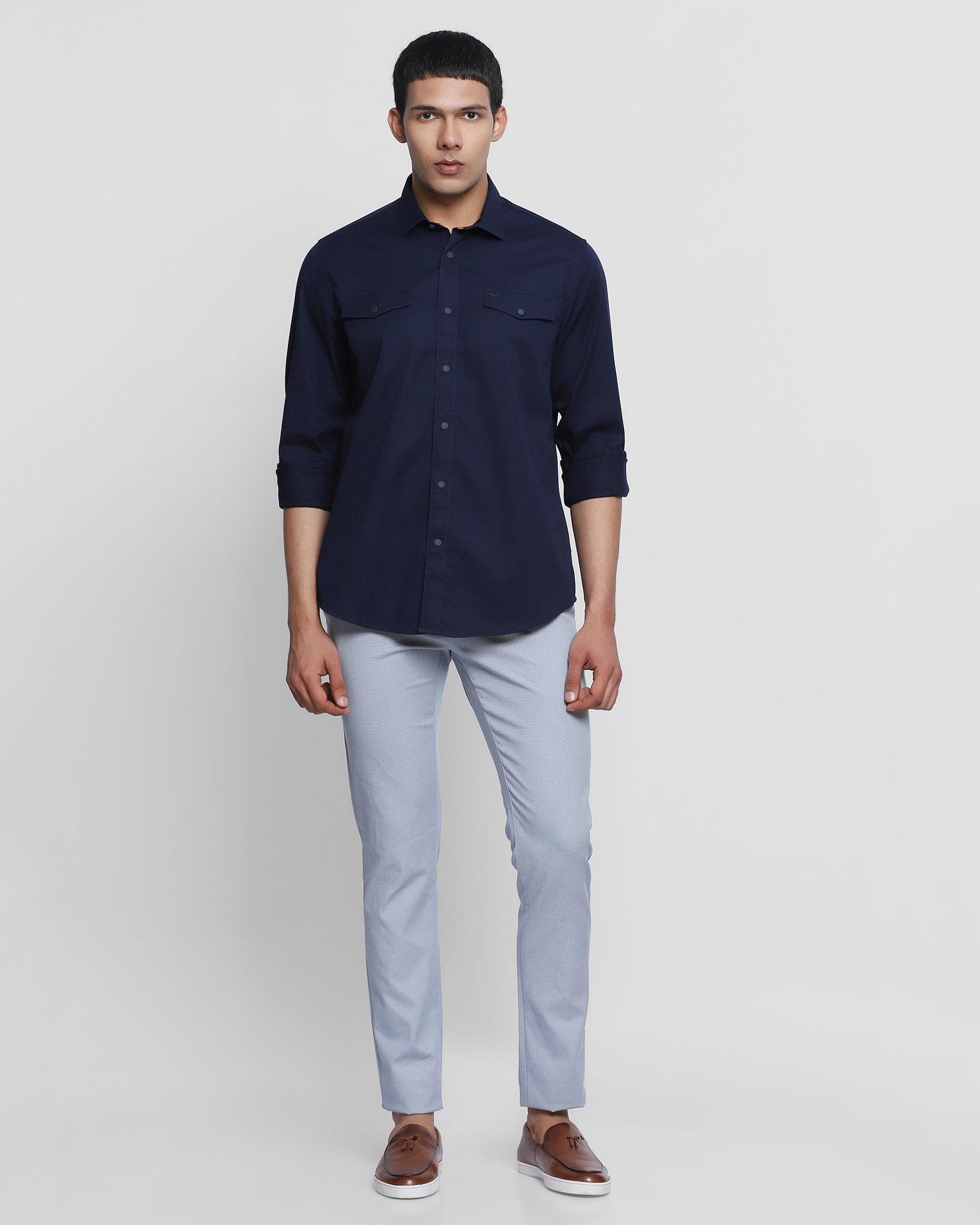 Buy Navy Knit Shirt, Casual Navy Solid Shirts for Men Online